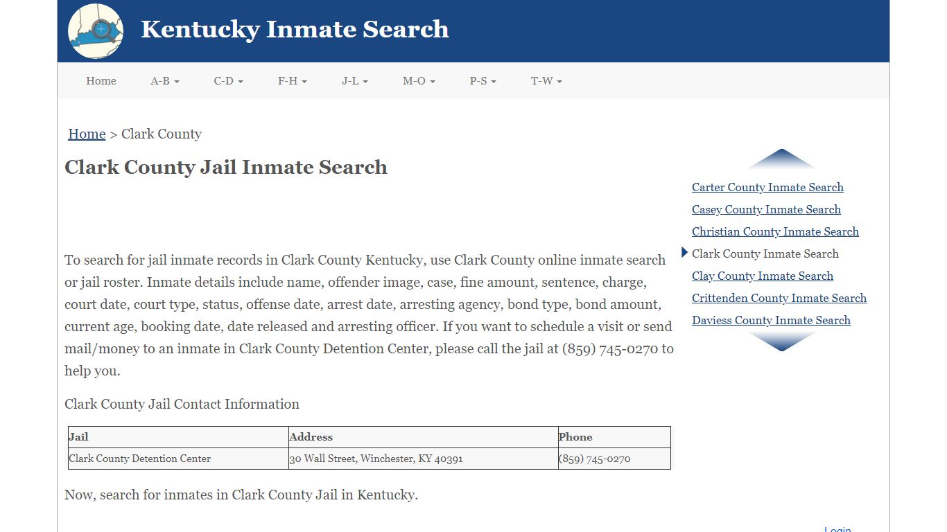 Clark County Jail Inmate Search